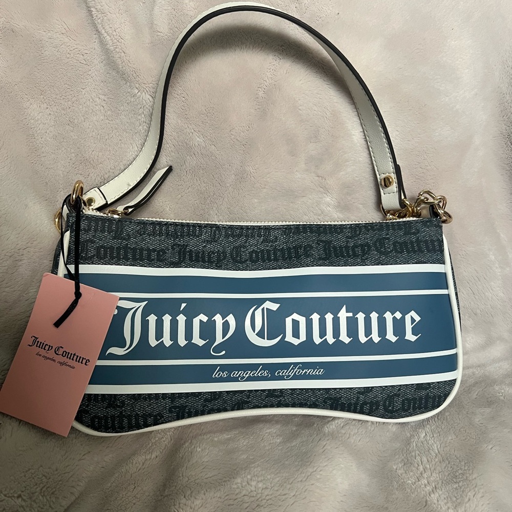 Juicy Couture Navy and White Shoulder Bag